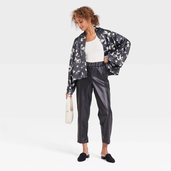 OSFM - Womens Floral Print Short Duster - A New Day - Black Ivory - Picture 7 of 7